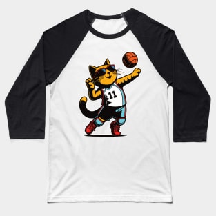 Volleyball Cat - Cat Sport Design Baseball T-Shirt